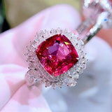 Red Cubic Zirconia Modern Wedding Engagement Ring for Women
