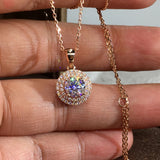 Rose Round Pendant Necklace Romantic Wedding Anniversary Gift