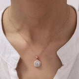 Rose Round Pendant Necklace Romantic Wedding Anniversary Gift