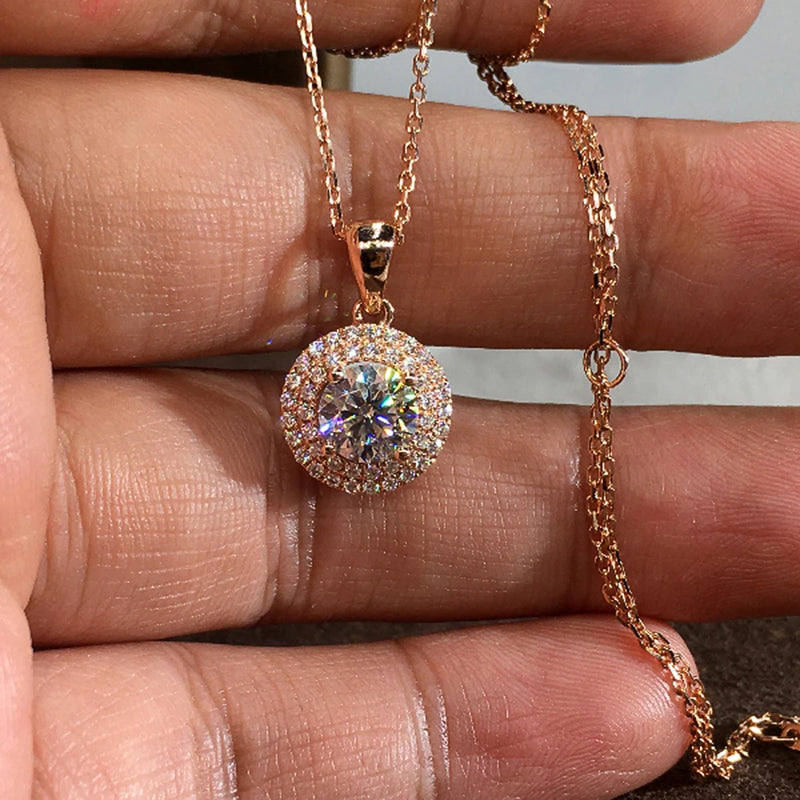 Rose Round Pendant Necklace Romantic Wedding Anniversary Gift