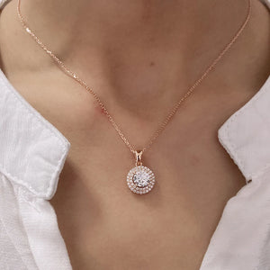 Rose Round Pendant Necklace Romantic Wedding Anniversary Gift