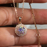 Rose Round Pendant Necklace Romantic Wedding Anniversary Gift