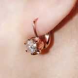 Rose Hoop Earrings Fancy Flower Charm Cubic Zircon Girl Gift Jewelry