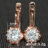 Rose Hoop Earrings Fancy Flower Charm Cubic Zircon Girl Gift Jewelry