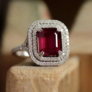 Rose Red CZ Wedding Rings for Women