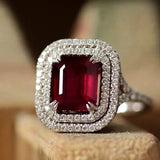 Rose Red CZ Wedding Rings for Women