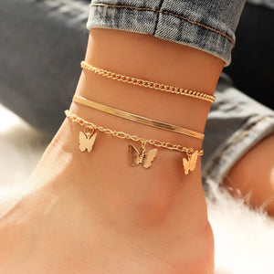 Anklets for Women Butterfly Star Heart Charms Foot Accessories Leg Chain