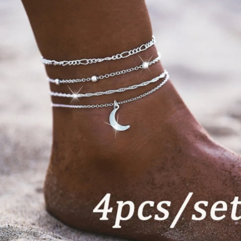 Leg Chain Anklet Bracelet for Women Silver/Gold Foot Ankle Accessories
