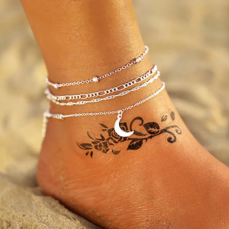 Leg Chain Anklet Bracelet for Women Silver/Gold Foot Ankle Accessories