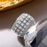 Silver CZ Wide Rings for Women Wedding Engagement Girls Statement Rings