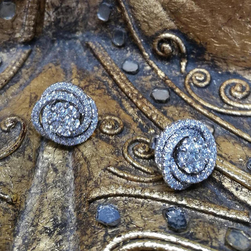Silver Flower Stud Earrings with Cubic Zirconia