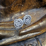 Silver Flower Stud Earrings with Cubic Zirconia