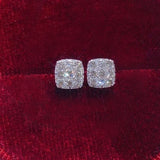 Silver Small Stud Earrings for Women Geometric Square Shape
