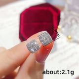 Silver Small Stud Earrings for Women Geometric Square Shape