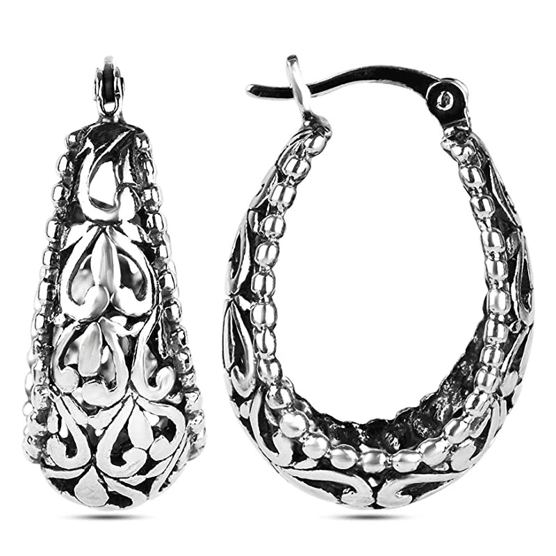 Silver Women Hoop Earring Hollow Out Classic Jewelry