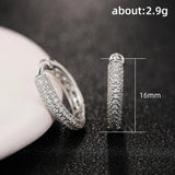 Silver Hoop Earrings 16MM Circle CZ Lady Jewelry