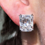 Rectangular CZ Stud Earrings for Women Wedding Jewelry
