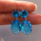 Stylish Oval CZ Women Drop Earrings Brilliant Cubic Zirconia Jewelry