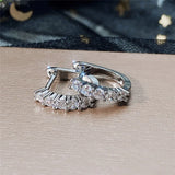 U Shaped Hoop Earrings with Round CZ Stone Women Accessories