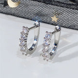 U Shaped Hoop Earrings with Round CZ Stone Women Accessories