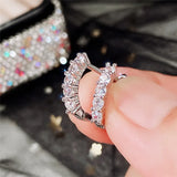 U Shaped Hoop Earrings with Round CZ Stone Women Accessories