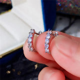 U Shaped Hoop Earrings with Round CZ Stone Women Accessories