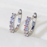 U Shaped Hoop Earrings with Round CZ Stone Women Accessories