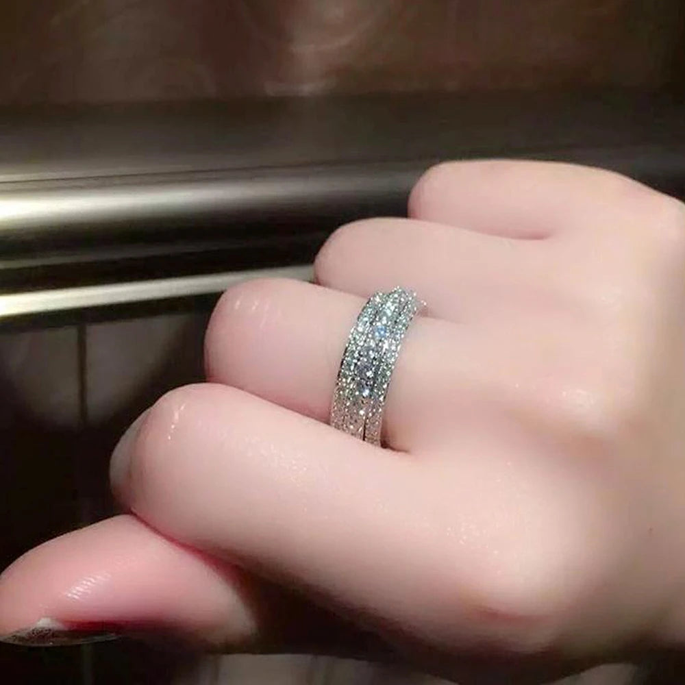 CZ Promise Ring Silver Wedding Bands Jewelry for Women