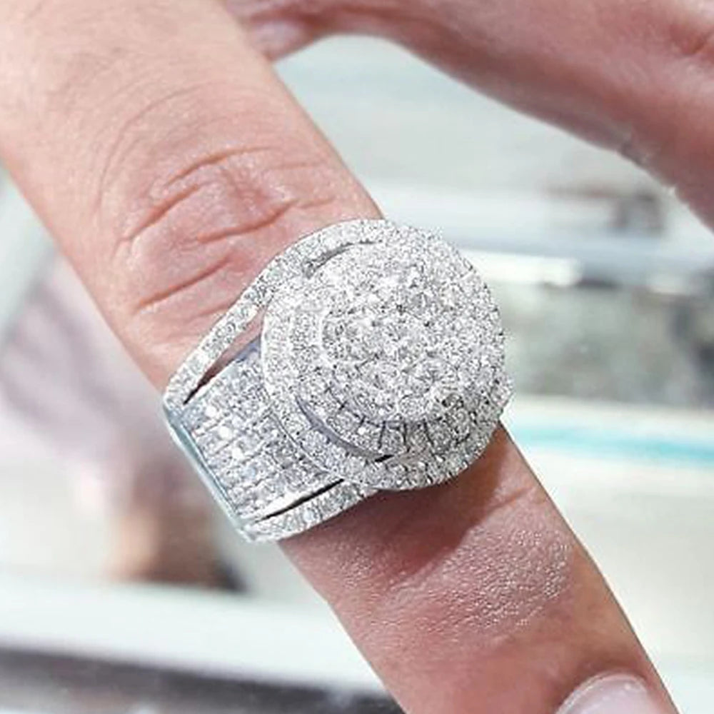 Cubic Zirconia Rings for Women Silver Wedding Bands Jewelry
