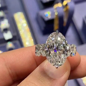 Oval CZ Promise Wedding Rings Silver Engagement Jewelry