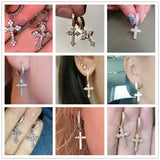 Crystal Zirconia Cross Drop Earrings Party Jewelry