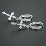 Crystal Zirconia Cross Drop Earrings Party Jewelry