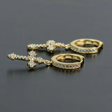 Crystal Zirconia Cross Drop Earrings Party Jewelry