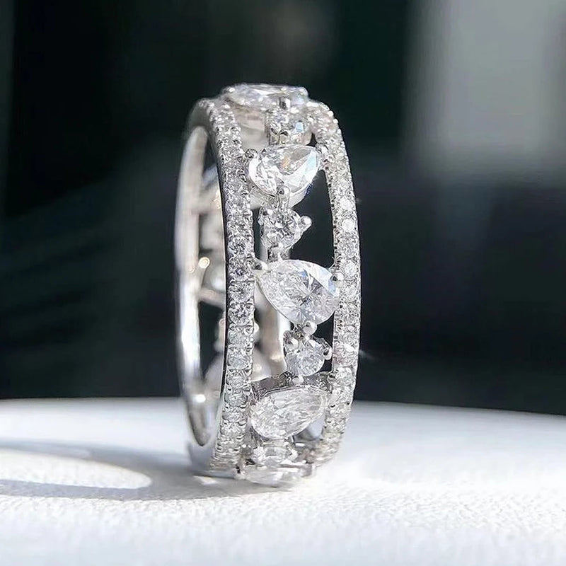 Bride Wedding Rings Bling Bling Silver Plated Finger Accessories