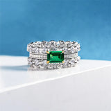 Green Cubic Zirconia Geometric Wedding Party Women's Rings