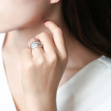 Rose/Silver Two Tone Wedding Bands with CZ Stone