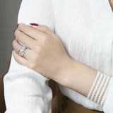 Rose/Silver Two Tone Wedding Bands with CZ Stone