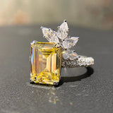 Yellow Cubic Zirconia Ring for Women Wedding Bands Party Jewelry