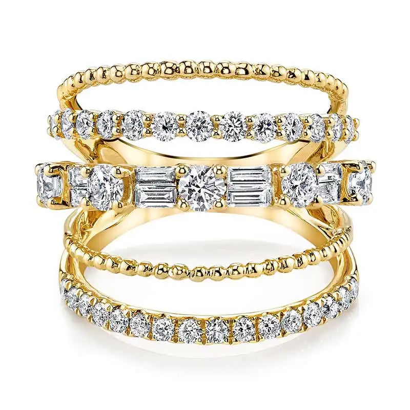 Huitan Bohemian Stylish Women Rings Full Micro Paved Women Jewelry Ring