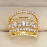 Huitan Bohemian Stylish Women Rings Full Micro Paved Women Jewelry Ring