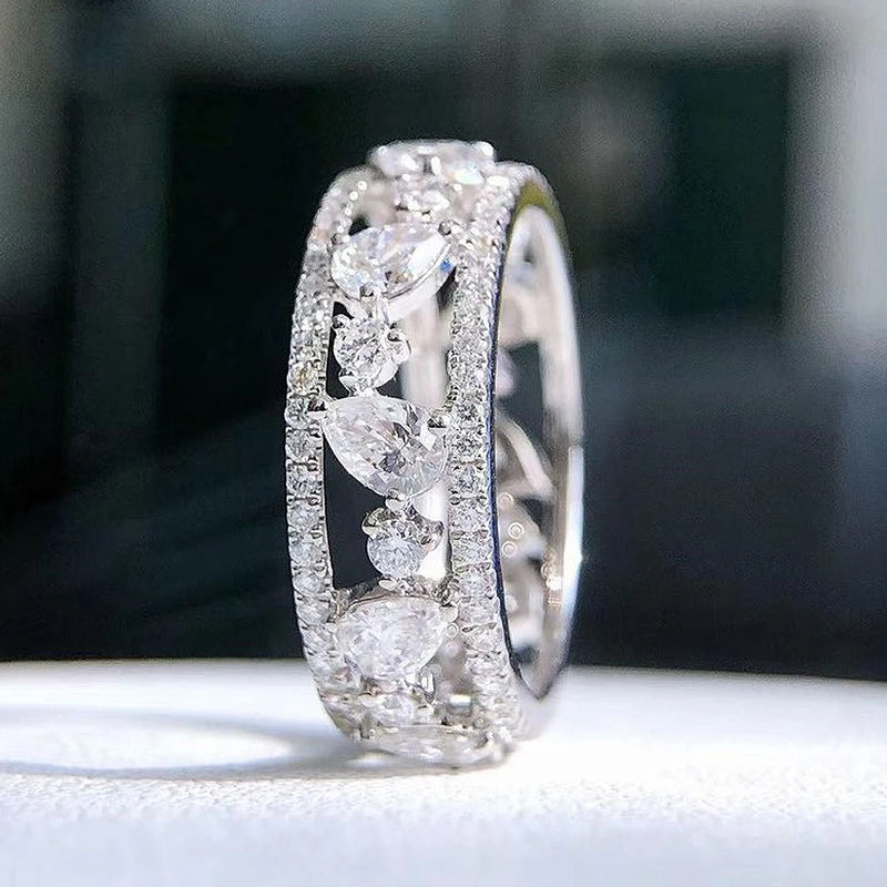 Elegant CZ Stone Wedding Eternity Ring for Women - Silver Bridal Jewelry