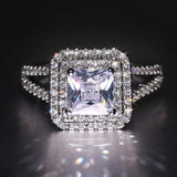 Stylish Square-Shaped Band CZ Ring for Wedding Engagement