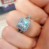 Stylish Square-Shaped Band CZ Ring for Wedding Engagement