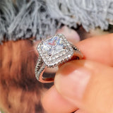 Stylish Square-Shaped Band CZ Ring for Wedding Engagement