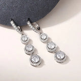 Round CZ Dangle Earrings Wedding Party Jewelry