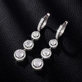 Round CZ Dangle Earrings Wedding Party Jewelry