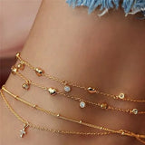 Women's Multilayer Anklets with Charms Stylish Ankle Bracelet