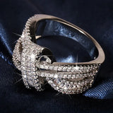 Geometric CZ Silver Female Ring Wedding Party Jewelry