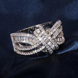 Geometric CZ Silver Female Ring Wedding Party Jewelry