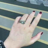 Colorful CZ Wedding Ring 3 Layer Blue/Green/White CZ Lady Jewelry